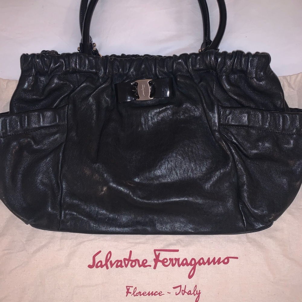 Salvatore Ferragamo Black Leather Shoulder / Tote